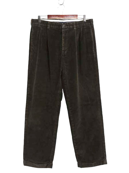 ブルックスブラザーズ 太畝 コーデュロイ パンツ メンズ 34 30 / 古着 ツータック スラックス ストレート コーズ 裾ダブル トラウザー 無地