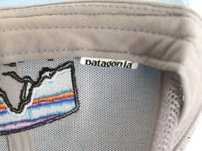 パタゴニア ロゴ 刺繍 トラッカー ハット フリーサイズ 帽子 コットン メッシュ ベースボール キャップ アウトドア 6パネル ツートン 青 灰