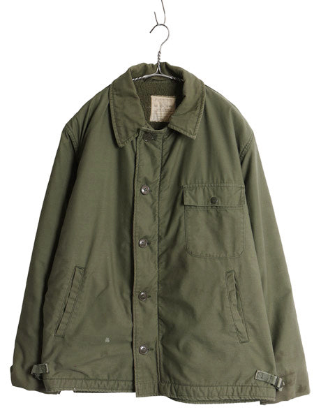 70s 米軍実物 USN ネイビー A-2 デッキ ジャケット LARGE / ヴィンテージ 79年製 ミリタリー 軍物 裏ボア ライナー付き ブルゾン オリーブ