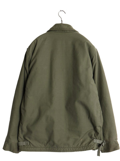 70s 米軍実物 USN ネイビー A-2 デッキ ジャケット LARGE / ヴィンテージ 79年製 ミリタリー 軍物 裏ボア ライナー付き ブルゾン オリーブ