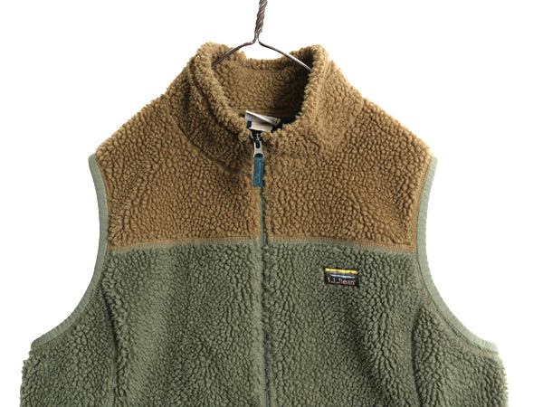 エルエルビーン パイル フリース ベスト メンズ レディース XL / アウトドア 前開き 重ね着 フルジップ ハイネック ツートン 大きいサイズ