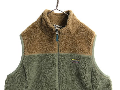 エルエルビーン パイル フリース ベスト メンズ レディース XL / アウトドア 前開き 重ね着 フルジップ ハイネック ツートン 大きいサイズ