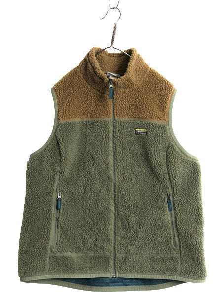 エルエルビーン パイル フリース ベスト メンズ レディース XL / アウトドア 前開き 重ね着 フルジップ ハイネック ツートン 大きいサイズ