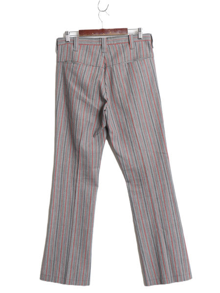 70s ストライプ フレア パンツ 実寸 33 33 / ヴィンテージ スラックス ノータック ブーツカット マルチカラー シワになりにくい 42 タロン