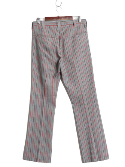 70s ストライプ フレア パンツ 実寸 33 33 / ヴィンテージ スラックス ノータック ブーツカット マルチカラー シワになりにくい 42 タロン