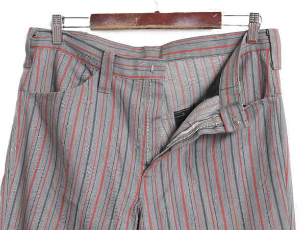 70s ストライプ フレア パンツ 実寸 33 33 / ヴィンテージ スラックス ノータック ブーツカット マルチカラー シワになりにくい 42 タロン