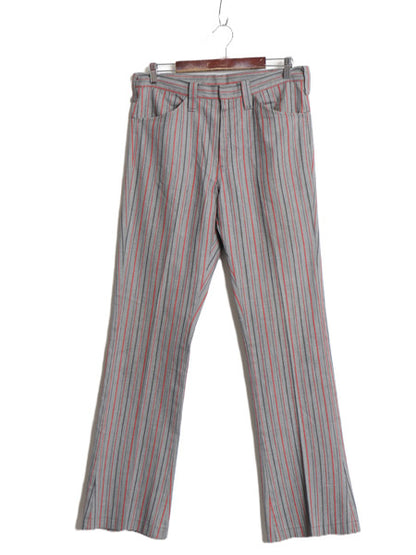 70s ストライプ フレア パンツ 実寸 33 33 / ヴィンテージ スラックス ノータック ブーツカット マルチカラー シワになりにくい 42 タロン