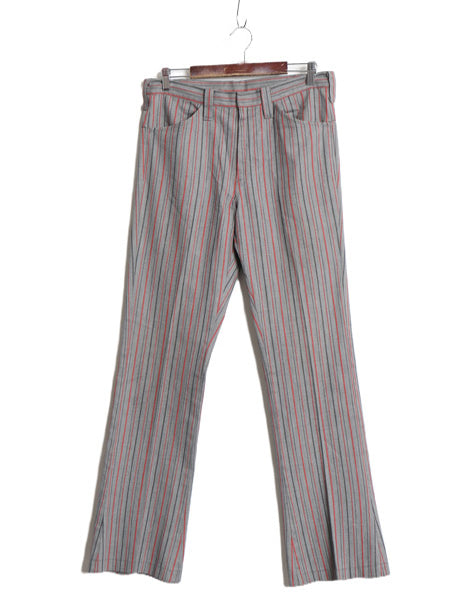 70s ストライプ フレア パンツ 実寸 33 33 / ヴィンテージ スラックス ノータック ブーツカット マルチカラー シワになりにくい 42 タロン