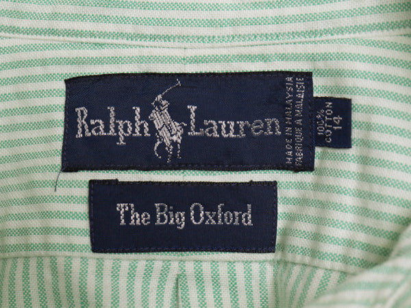 90s The Big Oxford ラルフローレン ストライプ 長袖 ボタンダウン シャツ メンズ XL 程/ オールド ポロ BD オックスフォード 大きいサイズ