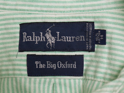 90s The Big Oxford ラルフローレン ストライプ 長袖 ボタンダウン シャツ メンズ XL 程/ オールド ポロ BD オックスフォード 大きいサイズ