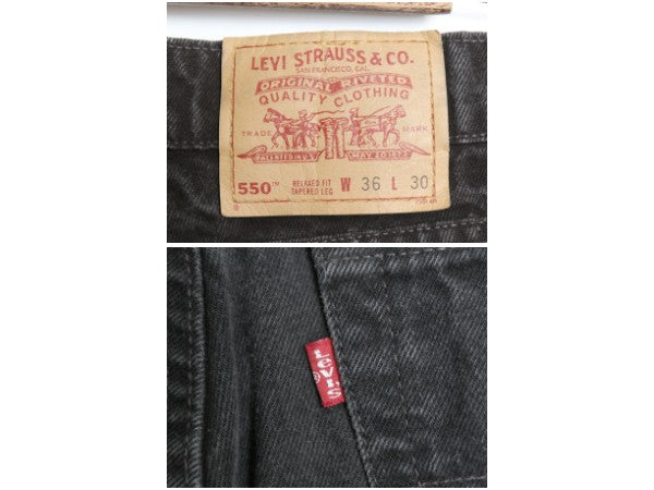 90s USA製 リーバイス 550 ブラック デニム パンツ メンズ 36 30 / 古着 オールド リラックス フィット テーパード ジーンズ ジーパン 黒