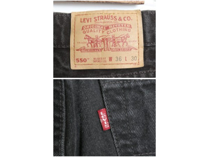 90s USA製 リーバイス 550 ブラック デニム パンツ メンズ 36 30 / 古着 オールド リラックス フィット テーパード ジーンズ ジーパン 黒