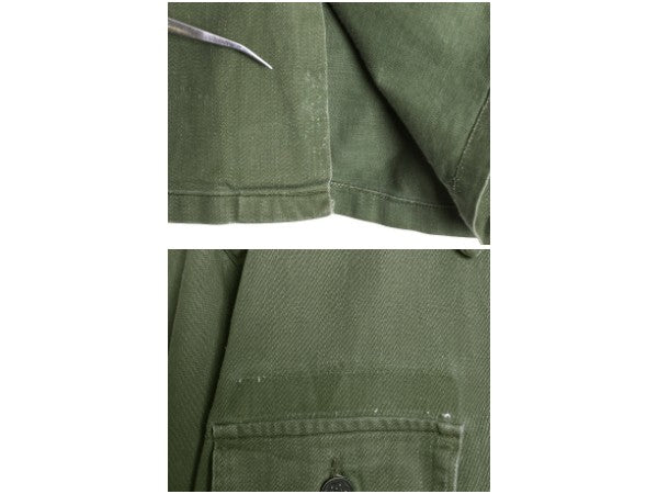 50s 60s ★ 民間 US ARMY コットン サテン ユーティリティ シャツ メンズ S 古着 ヴィンテージ ミリタリー 筒袖 13スター OG107 ワッペン