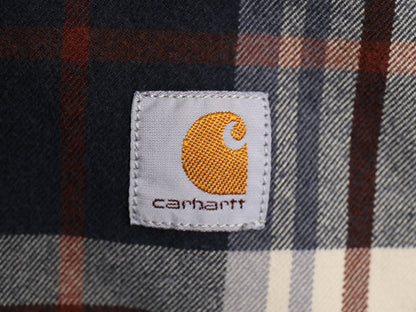 US企画 カーハート チェック ヘビー フランネル シャツ メンズ L ワーク ネルシャツ コットン 長袖シャツ マルチカラー ワンポイント 廃盤