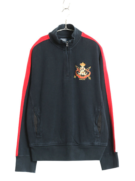 00s ポロ ラルフローレン ハーフジップ コットン ニット スウェット メンズ M オールド トレーナー セーター ハイネック リブ編み ブラック