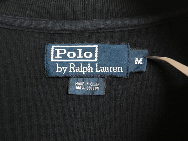 00s ポロ ラルフローレン ハーフジップ コットン ニット スウェット メンズ M オールド トレーナー セーター ハイネック リブ編み ブラック