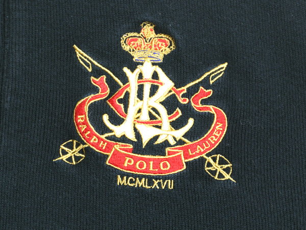 00s ポロ ラルフローレン ハーフジップ コットン ニット スウェット メンズ M オールド トレーナー セーター ハイネック リブ編み ブラック