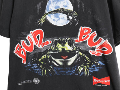 90s USA製 ★ バドワイザー カエル イラスト プリント Tシャツ メンズ L / 古着 オールド ビール 当時物 企業物 キャラクター アニマル 黒