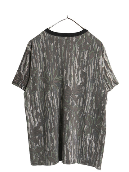 90s USA製 リアルツリー カモ 半袖 Tシャツ メンズ XL 小さめ L 程/ オールド アウトドア ハンティング 迷彩 総柄 カットソー マルチカラー