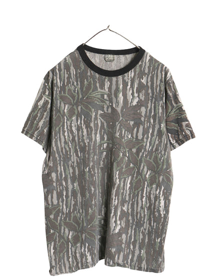90s USA製 リアルツリー カモ 半袖 Tシャツ メンズ XL 小さめ L 程/ オールド アウトドア ハンティング 迷彩 総柄 カットソー マルチカラー