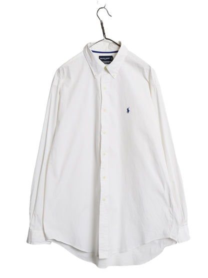 90s ラルフローレン ゴルフ 長袖 ボタンダウン シャツメンズ XL / 古着 オールド ポロ 長袖シャツ コットン ワイシャツ 大きいサイズ BD 白