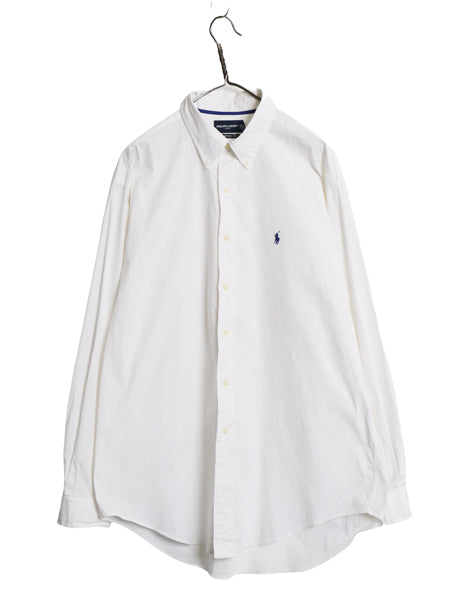 90s ラルフローレン ゴルフ 長袖 ボタンダウン シャツメンズ XL / 古着 オールド ポロ 長袖シャツ コットン ワイシャツ 大きいサイズ BD 白