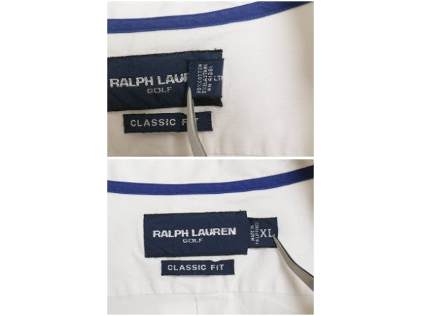 90s ラルフローレン ゴルフ 長袖 ボタンダウン シャツメンズ XL / 古着 オールド ポロ 長袖シャツ コットン ワイシャツ 大きいサイズ BD 白