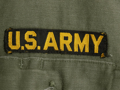 60s 米軍実物 US ARMY コットン サテン ユーティリティ シャツ L / ヴィンテージ OG107 シャツ袖 1st 軍物 ミリタリー ワッペン フルパッチ