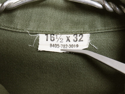 60s 米軍実物 US ARMY コットン サテン ユーティリティ シャツ L / ヴィンテージ OG107 シャツ袖 1st 軍物 ミリタリー ワッペン フルパッチ