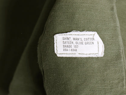 60s 米軍実物 US ARMY コットン サテン ユーティリティ シャツ L / ヴィンテージ OG107 シャツ袖 1st 軍物 ミリタリー ワッペン フルパッチ