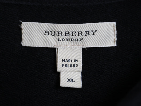 バーバリー ロンドン フルジップ スウェット ジャケット レディース XL / ハイネック ストレッチ コットン ノバチェック 大きいサイズ 黒