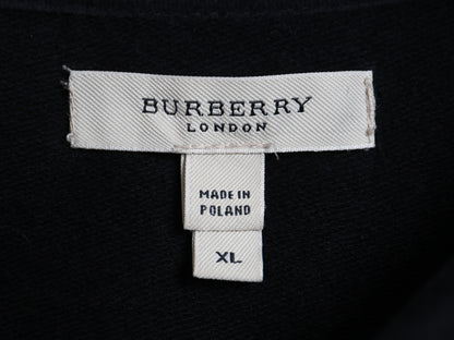 バーバリー ロンドン フルジップ スウェット ジャケット レディース XL / ハイネック ストレッチ コットン ノバチェック 大きいサイズ 黒