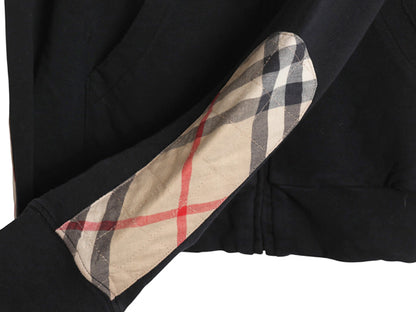 バーバリー ロンドン フルジップ スウェット ジャケット レディース XL / ハイネック ストレッチ コットン ノバチェック 大きいサイズ 黒