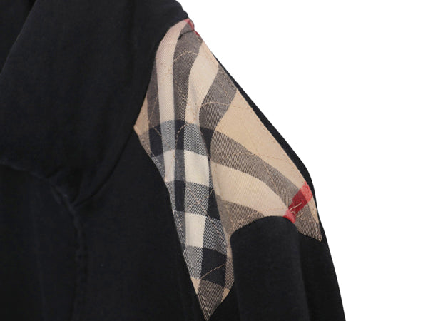 バーバリー ロンドン フルジップ スウェット ジャケット レディース XL / ハイネック ストレッチ コットン ノバチェック 大きいサイズ 黒