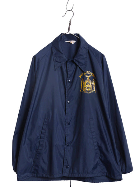 70s スポーツマスター ナイロン コーチ ジャケット メンズ L ヴィンテージ ブルゾン ジャンパー LIFEGUARD バック プリント 薄手 ネイビー