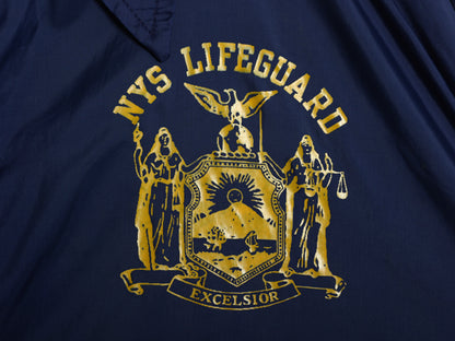 70s スポーツマスター ナイロン コーチ ジャケット メンズ L ヴィンテージ ブルゾン ジャンパー LIFEGUARD バック プリント 薄手 ネイビー