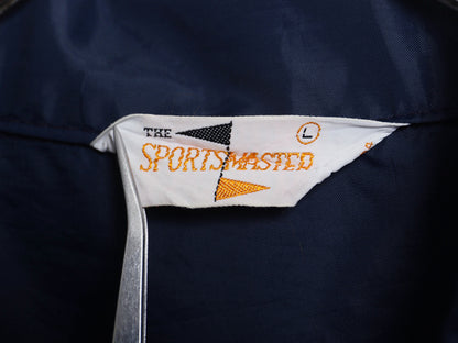 70s スポーツマスター ナイロン コーチ ジャケット メンズ L ヴィンテージ ブルゾン ジャンパー LIFEGUARD バック プリント 薄手 ネイビー