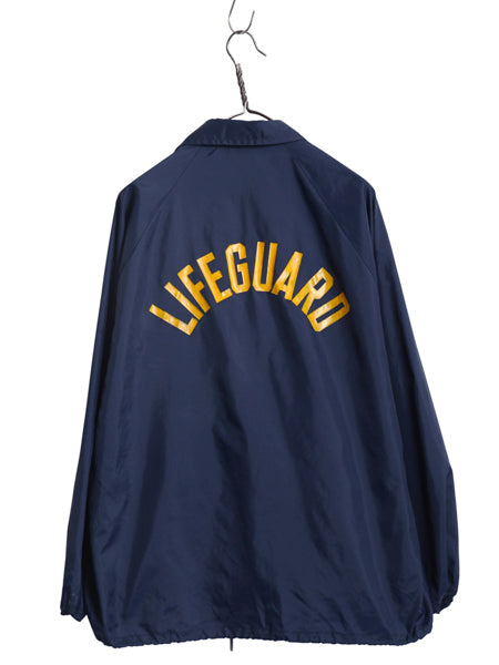 70s スポーツマスター ナイロン コーチ ジャケット メンズ L ヴィンテージ ブルゾン ジャンパー LIFEGUARD バック プリント 薄手 ネイビー
