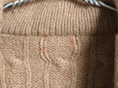 70s 80s ショールカラー ウール ニット カーディガン メンズ M 古着 ヴィンテージ セーター ケーブル 前開き 無地 ポケット付き ブラウン