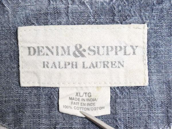デニム&サプライ ラルフローレン ヘンリーネック ボーダー 長袖 Tシャツ メンズ XL ポロ 総柄 パッチワーク カットソー ロンT 大きいサイズ