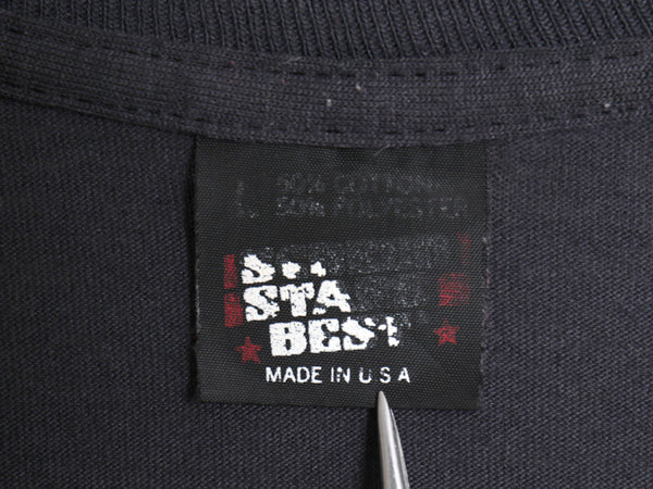 80s USA製 ラジオ局 プリント 半袖 Tシャツ メンズ L 小さめ M / ヴィンテージ 企業 ロゴ ロック バンド シングルステッチ グラフィック 黒