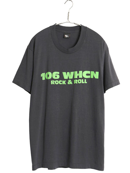 80s USA製 ラジオ局 プリント 半袖 Tシャツ メンズ L 小さめ M / ヴィンテージ 企業 ロゴ ロック バンド シングルステッチ グラフィック 黒