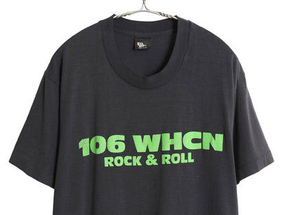80s USA製 ラジオ局 プリント 半袖 Tシャツ メンズ L 小さめ M / ヴィンテージ 企業 ロゴ ロック バンド シングルステッチ グラフィック 黒