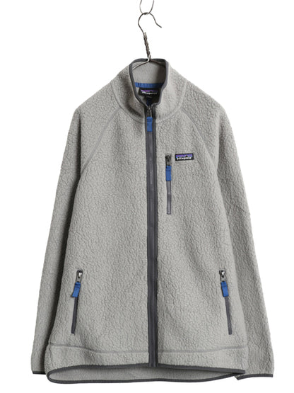 パタゴニア レトロ パイル フリース ジャケット メンズ L / 古着 20年製 アウトドア フルジップ ボア ブルゾン ジャンパー ワンポイント 灰