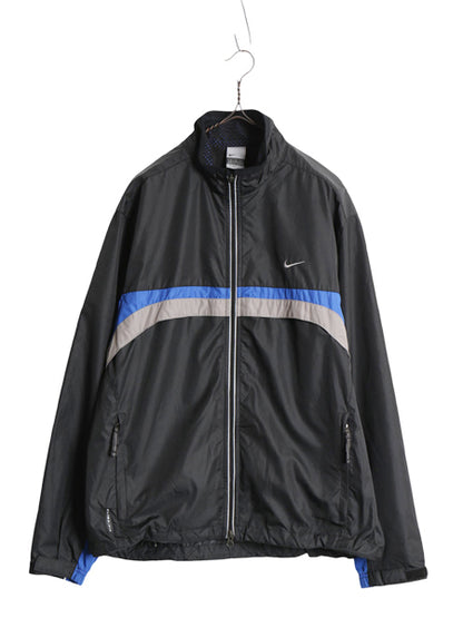 00s ☆ ナイキ CLIMA FIT フルジップ ナイロン ジャケット メンズ M / オールド テック スウッシュ ジャンパー ウインドブレーカー Y2K 黒