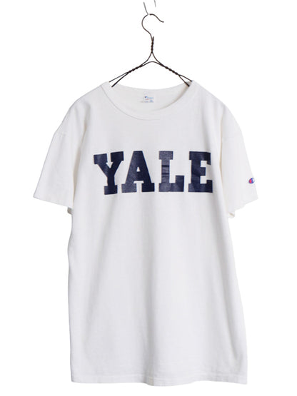 80s USA製 ★ チャンピオン YALE プリント Tシャツ メンズ L ヴィンテージ 100% コットン イエール カレッジ シングルステッチ アイビー 白
