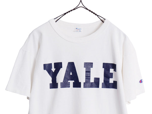 80s USA製 ★ チャンピオン YALE プリント Tシャツ メンズ L ヴィンテージ 100% コットン イエール カレッジ シングルステッチ アイビー 白
