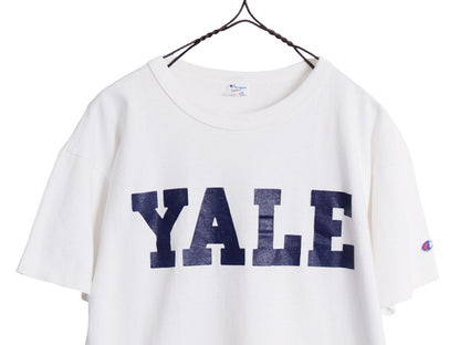 80s USA製 ★ チャンピオン YALE プリント Tシャツ メンズ L ヴィンテージ 100% コットン イエール カレッジ シングルステッチ アイビー 白
