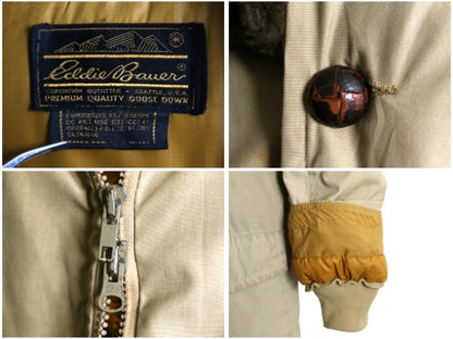 70s 80s ★ エディーバウアー ダウン ギャング コート メンズ XL 古着 ヴィンテージ 黒タグ アウトドア ジャケット 襟 ボア アローポケット