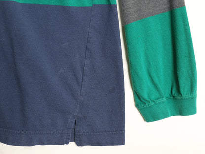 90s USA製 ドッカーズ リーバイス モックネック ボーダー 長袖 Tシャツ メンズ XL オールド ロンT ワンポイント マルチカラー 大きいサイズ